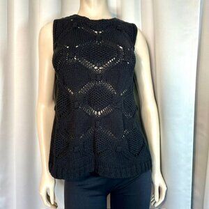 Vince Camuto Women's Crewneck Sleeveless Open-Stitch Sweater Vest Size Med